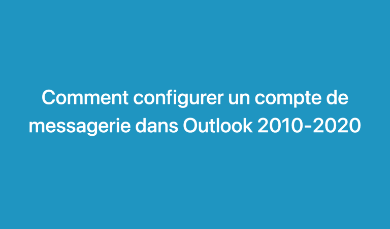 COMMENT CONFIGURER UN COMPTE OUTLOOK visual data 5